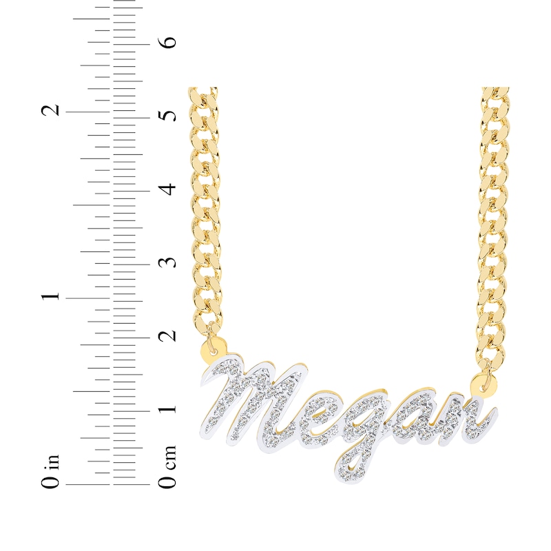 Main Image 2 of Diamond Large Script Name Necklace 1/4 ct tw 14K Yellow Gold 18&quot;