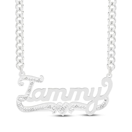 Diamond Script Name Necklace 1/20 ct tw Sterling Silver 18"
