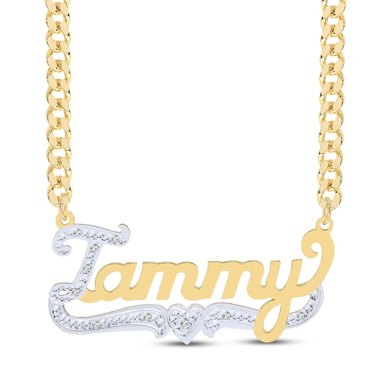 Diamond Script Name Necklace 1/20 ct tw 14K Yellow Gold 18"