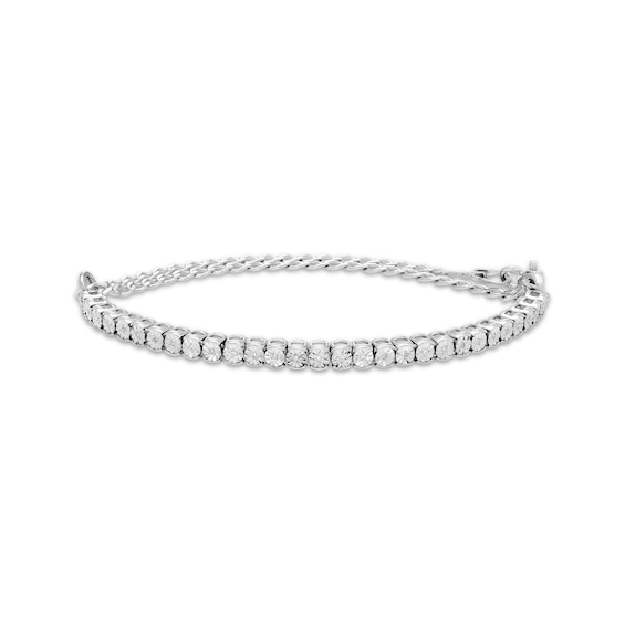 Diamond Adjustable Line Bracelet 1/20 ct tw Sterling Silver 9"