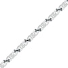Thumbnail Image 1 of Black & White Diamond Infinity Dog Bone Link Bracelet 1/15 ct tw Sterling Silver 7.25"