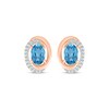 Thumbnail Image 2 of Oval-Cut Swiss Blue Topaz & Diamond Swirl Stud Earrings 1/15 ct tw 10K Rose Gold
