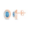 Thumbnail Image 3 of Oval-Cut Swiss Blue Topaz & Diamond Swirl Stud Earrings 1/15 ct tw 10K Rose Gold