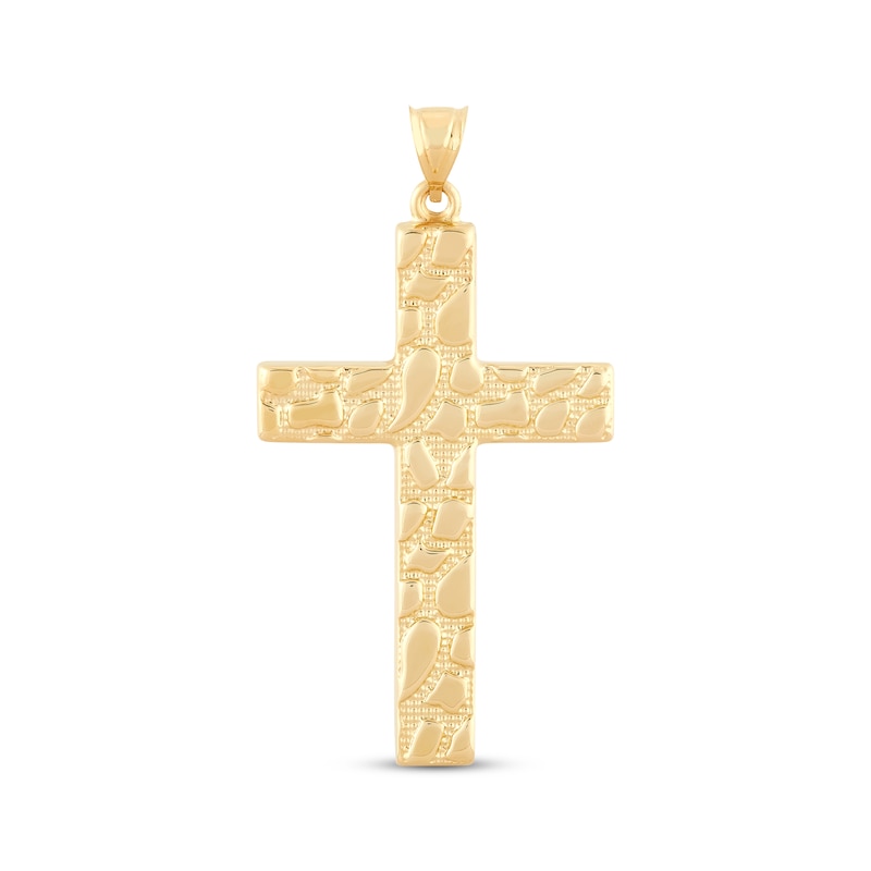 Nugget Cross Charm 10K Yellow Gold