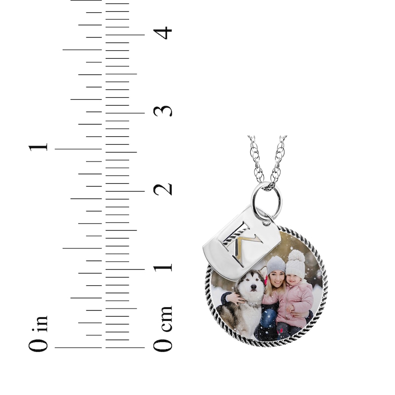 Main Image 3 of Rope Edge Photo & Initial Charms Necklace Sterling Silver 18&quot;