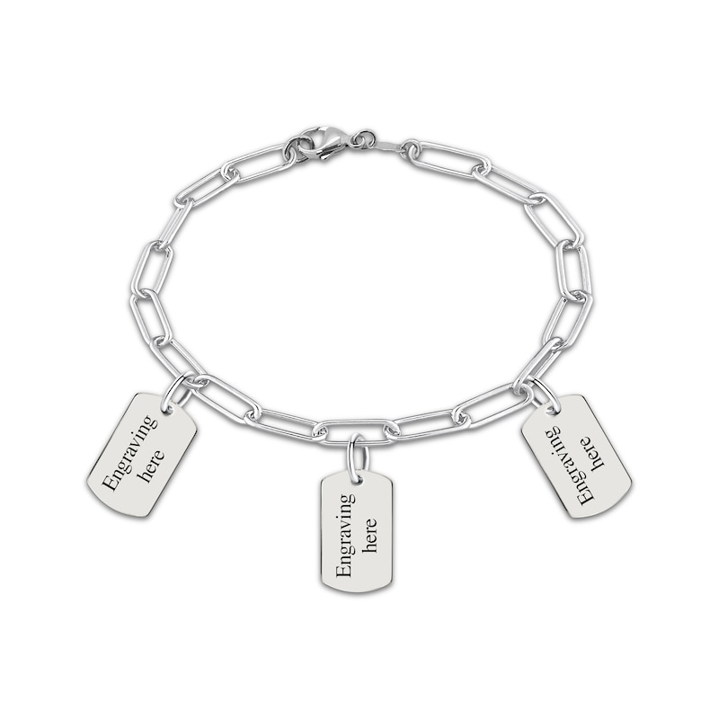 Main Image 2 of Mini Photo Tag Charm Bracelet Sterling Silver 7&quot;