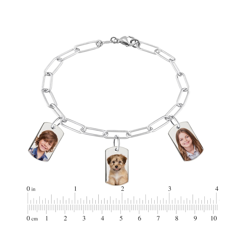 Main Image 3 of Mini Photo Tag Charm Bracelet Sterling Silver 7&quot;