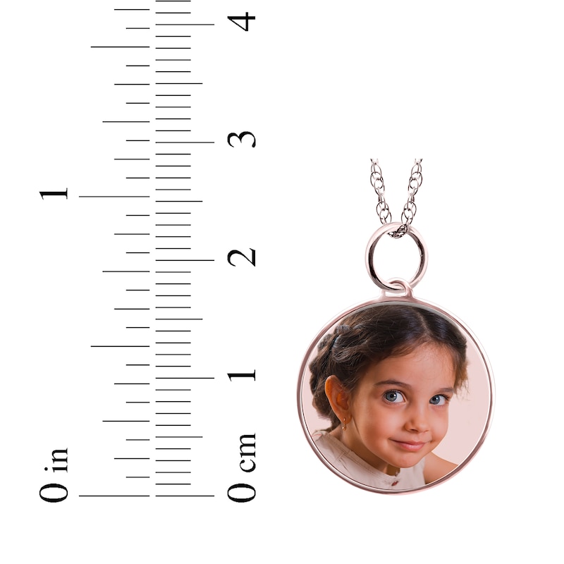 Small Round Photo Charm Necklace 10K Rose Gold 18"