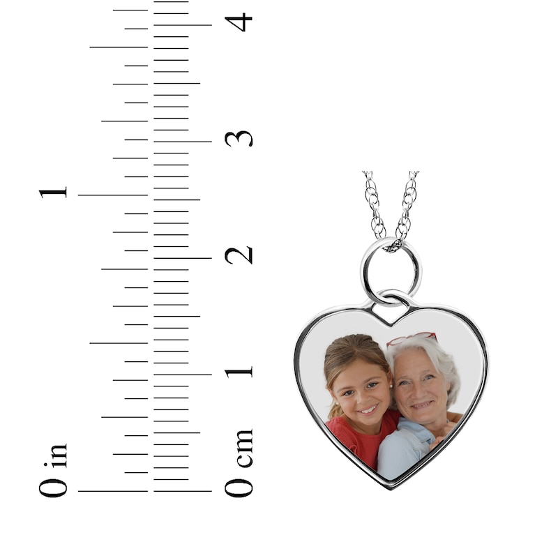 Small Heart Photo Charm Necklace Sterling Silver 18"