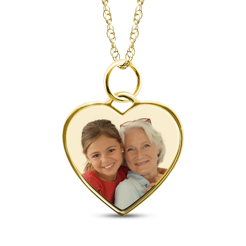 Main Image 1 of Small Heart Photo Charm Necklace 10K Yellow Gold 18&quot;