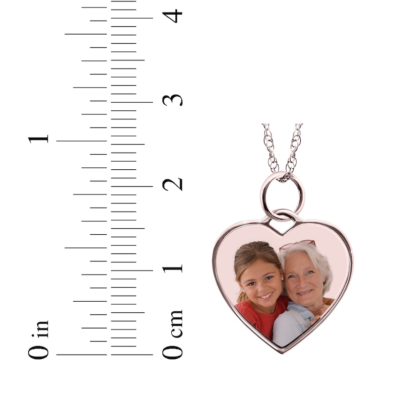 Main Image 3 of Small Heart Photo Charm Necklace 10K Rose Gold 18"