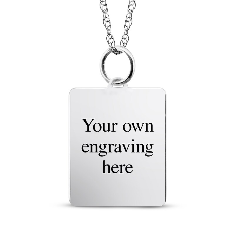 Main Image 2 of Small Rectangle Photo Charm Necklace 10K White Gold 18&quot;