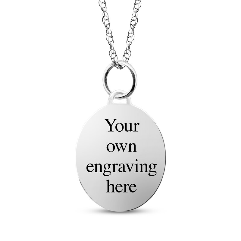 Main Image 2 of Small Oval Photo Charm Necklace Sterling SIlver 18&quot;
