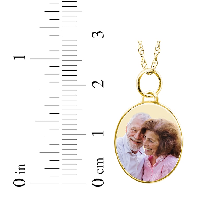 Main Image 3 of Small Oval Photo Charm Necklace 10K Yellow Gold 18&quot;