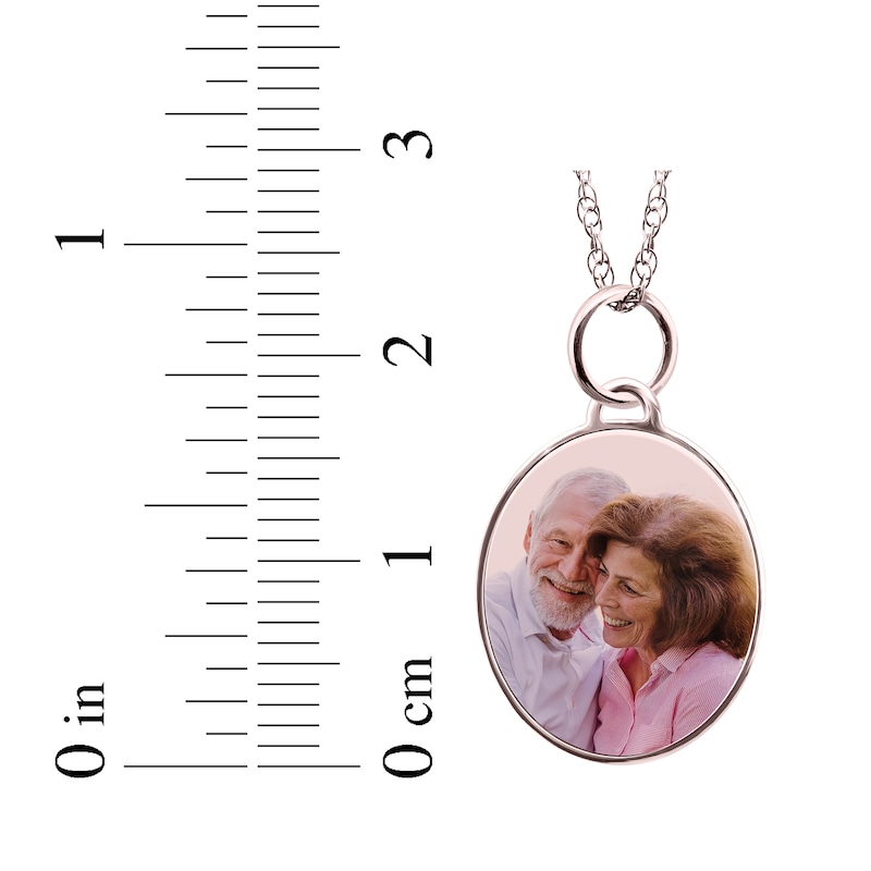 Main Image 3 of Small Oval Photo Charm Necklace 10K Rose Gold 18"