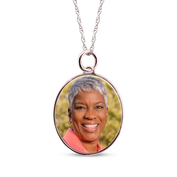 Medium Oval Photo Charm Necklace 10K Rose Gold 18"