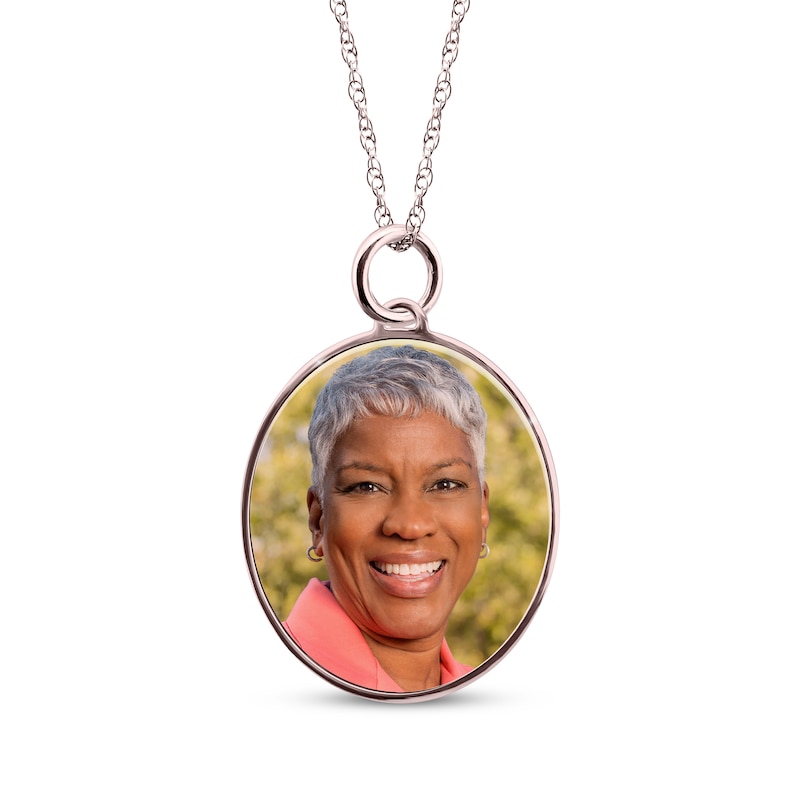 Main Image 1 of Medium Oval Photo Charm Necklace 10K Rose Gold 18&quot;