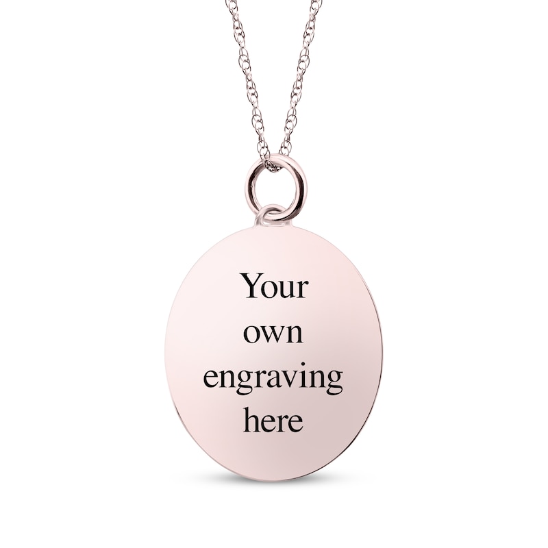 Main Image 2 of Medium Oval Photo Charm Necklace 10K Rose Gold 18&quot;
