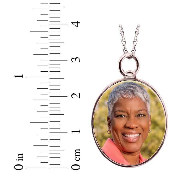 Main Image 3 of Medium Oval Photo Charm Necklace 10K Rose Gold 18&quot;
