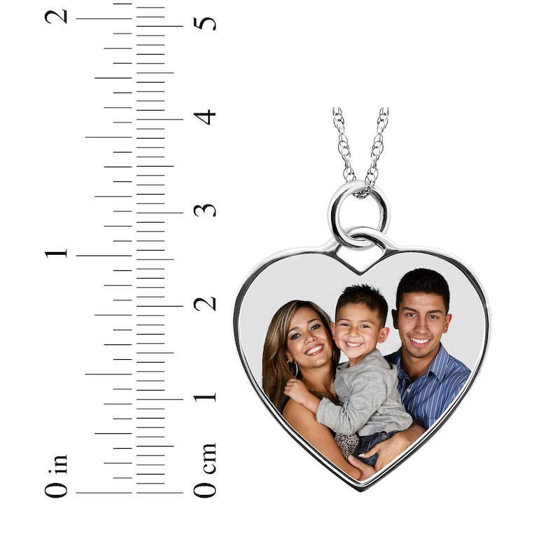 Main Image 3 of Medium Heart Photo Charm Necklace Sterling Silver 18&quot;