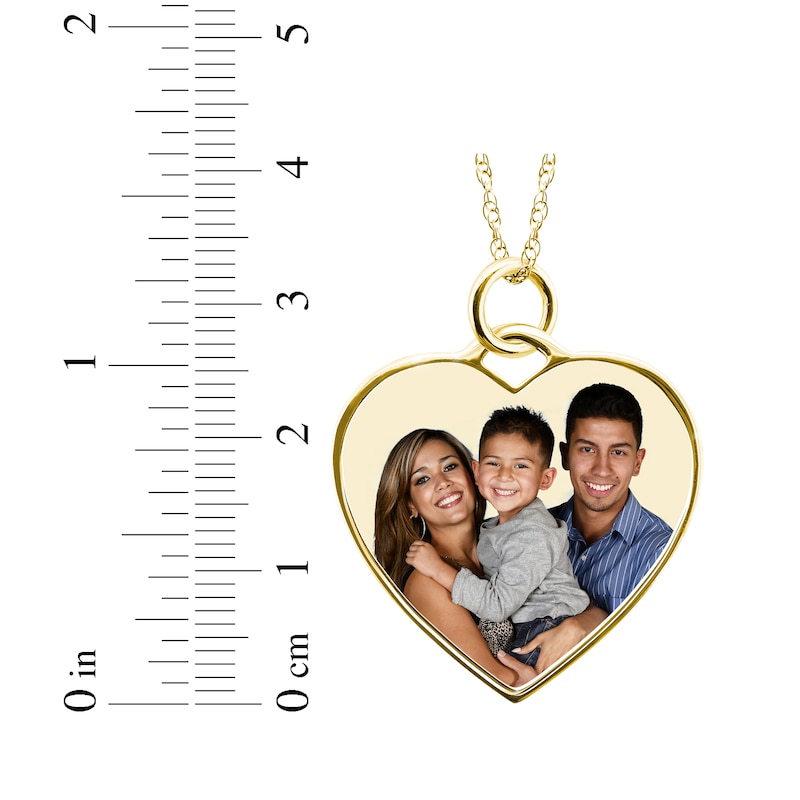 Medium Heart Photo Charm Necklace 10K Yellow Gold 18"