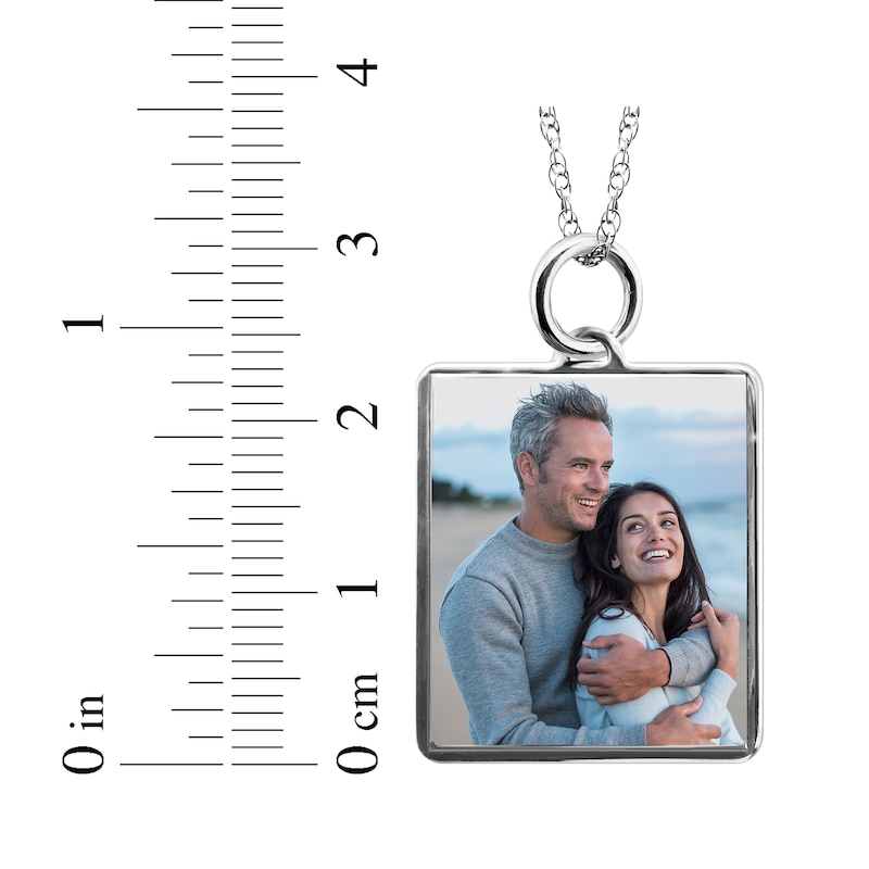 Medium Rectangle Photo Charm Necklace Sterling Silver 18"