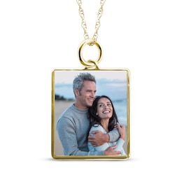 Medium Rectangle Photo Charm Necklace 10K Yellow Gold 18"