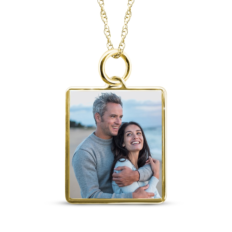 Main Image 1 of Medium Rectangle Photo Charm Necklace 10K Yellow Gold 18&quot;