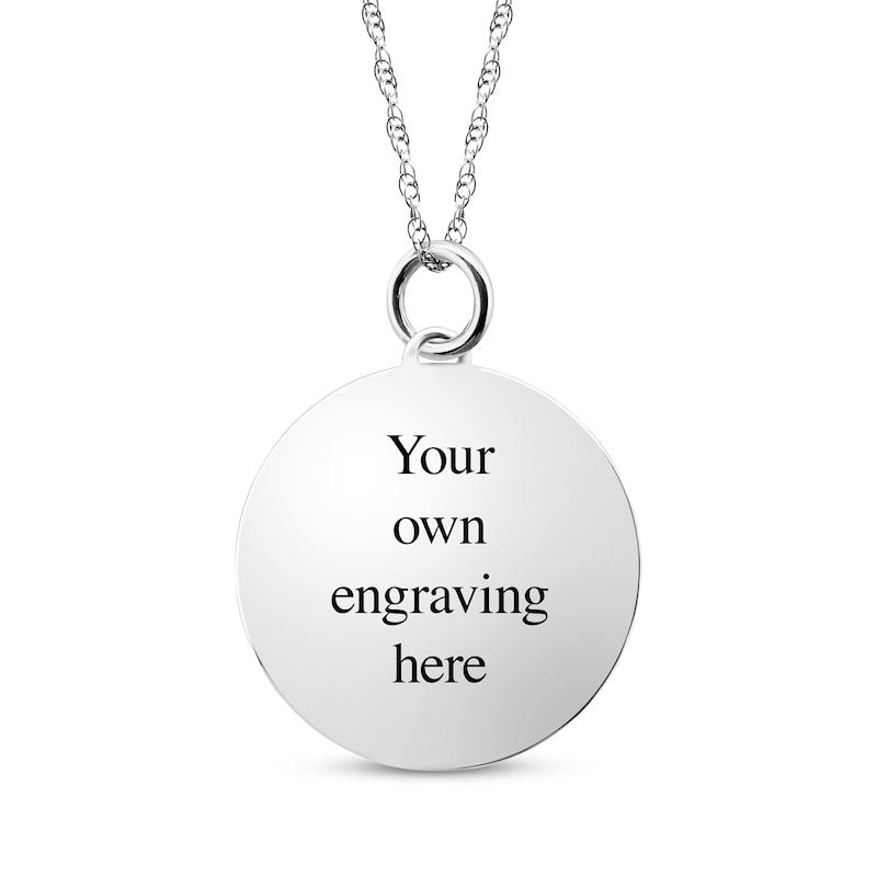 Main Image 2 of Medium Round Photo Charm Necklace Sterling Silver 18&quot;