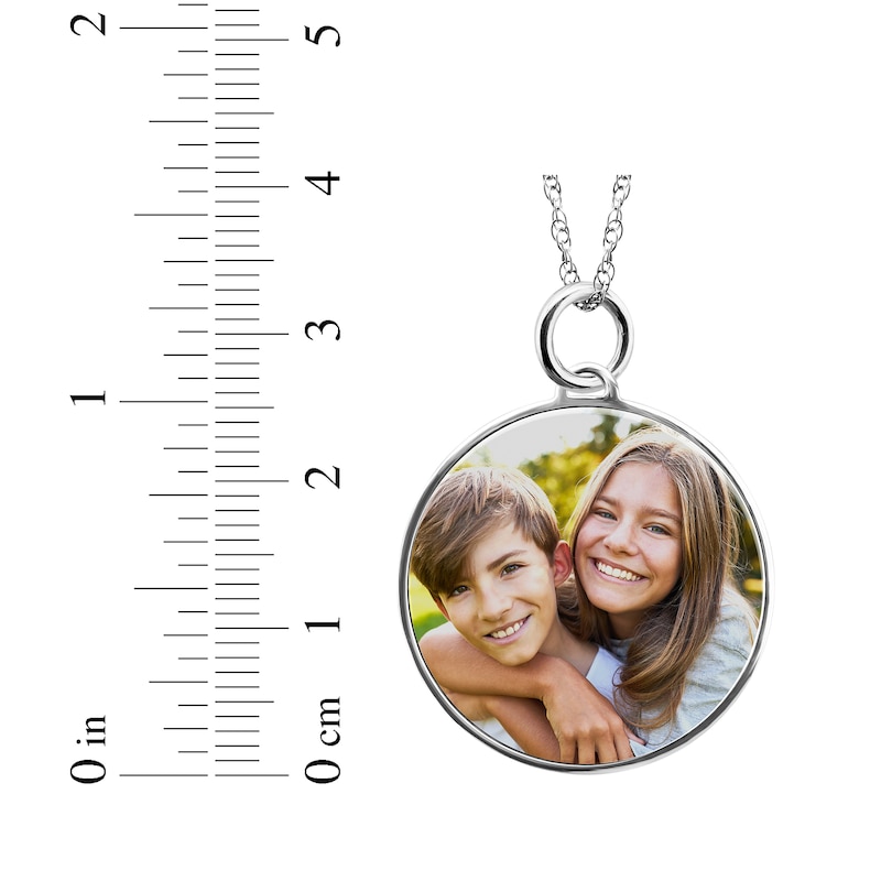 Main Image 3 of Medium Round Photo Charm Necklace Sterling Silver 18&quot;