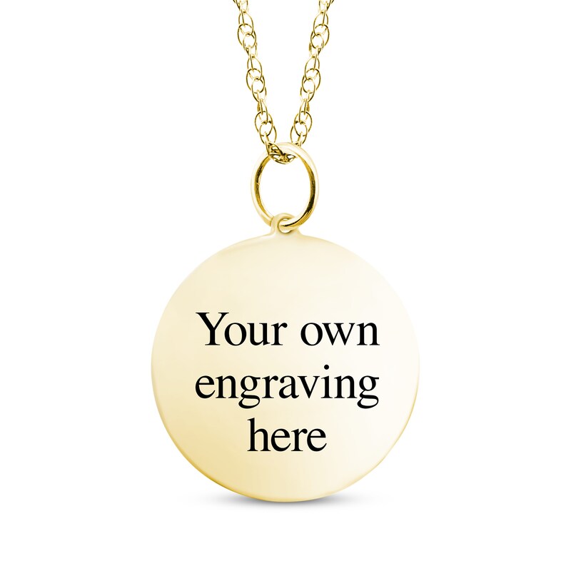 Main Image 2 of Small Round Rope Edge Photo Charm Necklace 10K Yellow Gold 18&quot;