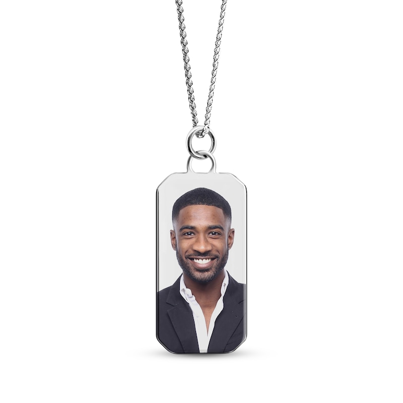 Main Image 1 of Men's Photo Dog Tag Necklace Sterling Silver 22&quot;