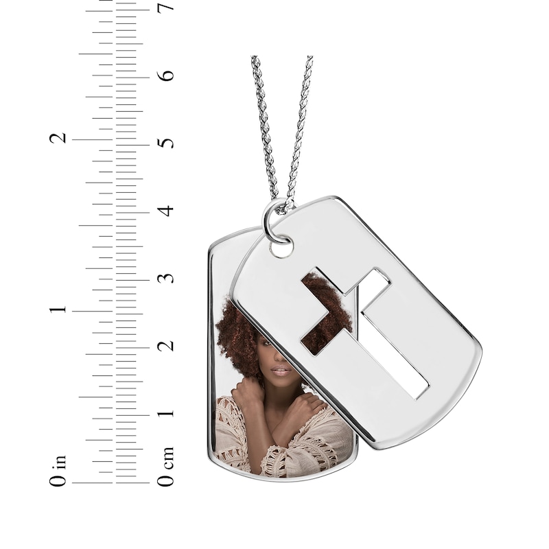 Stainless Steel Dog Tag with Simulated Diamond on Chain