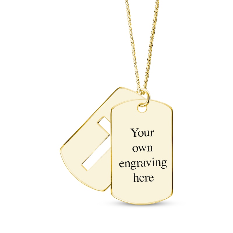 Main Image 2 of Men's Double Dog Tag Photo & Cross Swivel Necklace 10K Yellow Gold 22&quot;