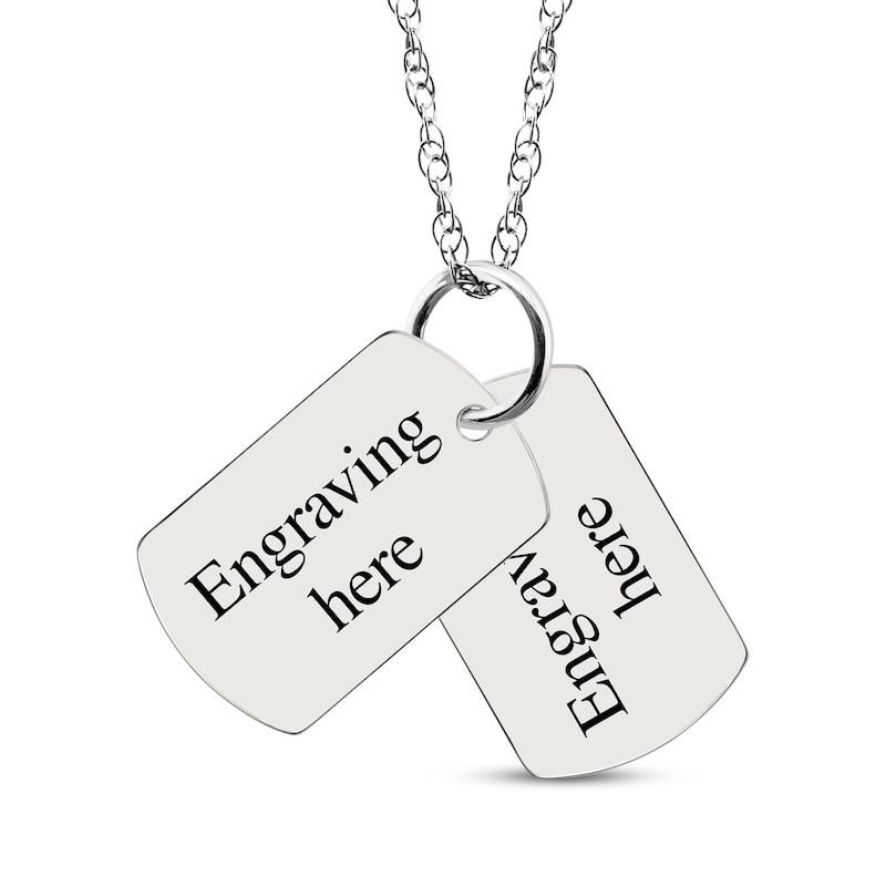 Main Image 2 of Double Dog Tag Photo & Footprints Swivel Necklace Sterling Silver 18&quot;
