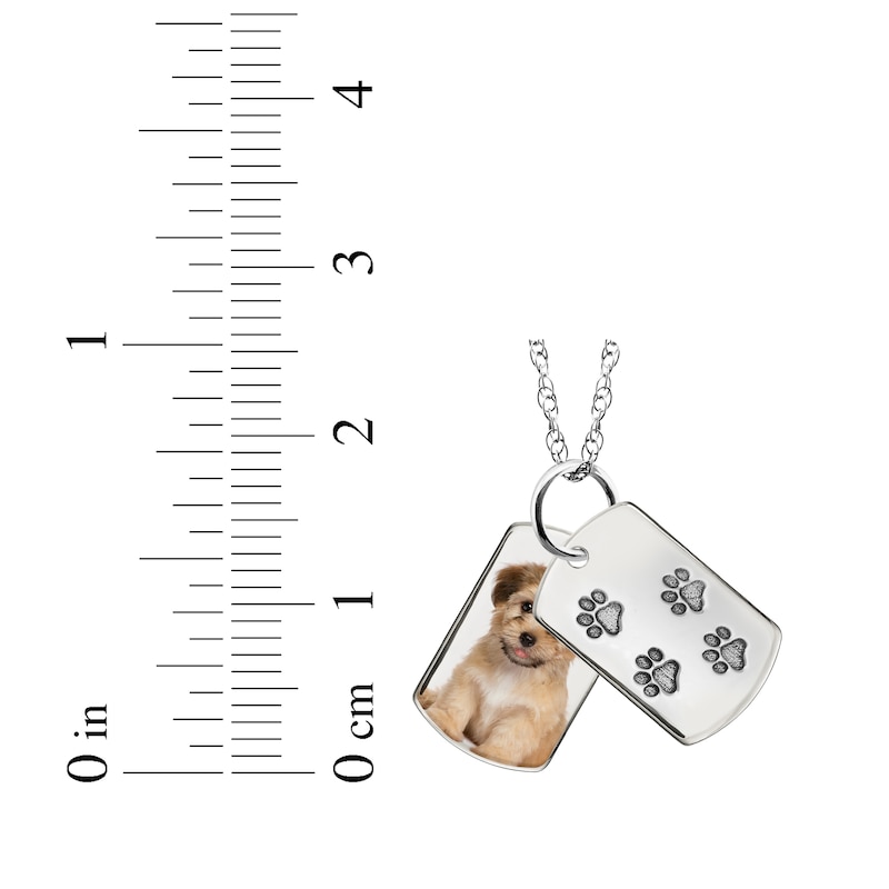 Main Image 3 of Double Dog Tag Photo & Footprints Swivel Necklace Sterling Silver 18&quot;