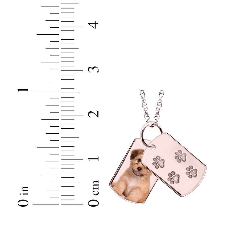 Main Image 3 of Double Dog Tag Photo & Footprints Swivel Necklace 10K Rose Gold 18&quot;