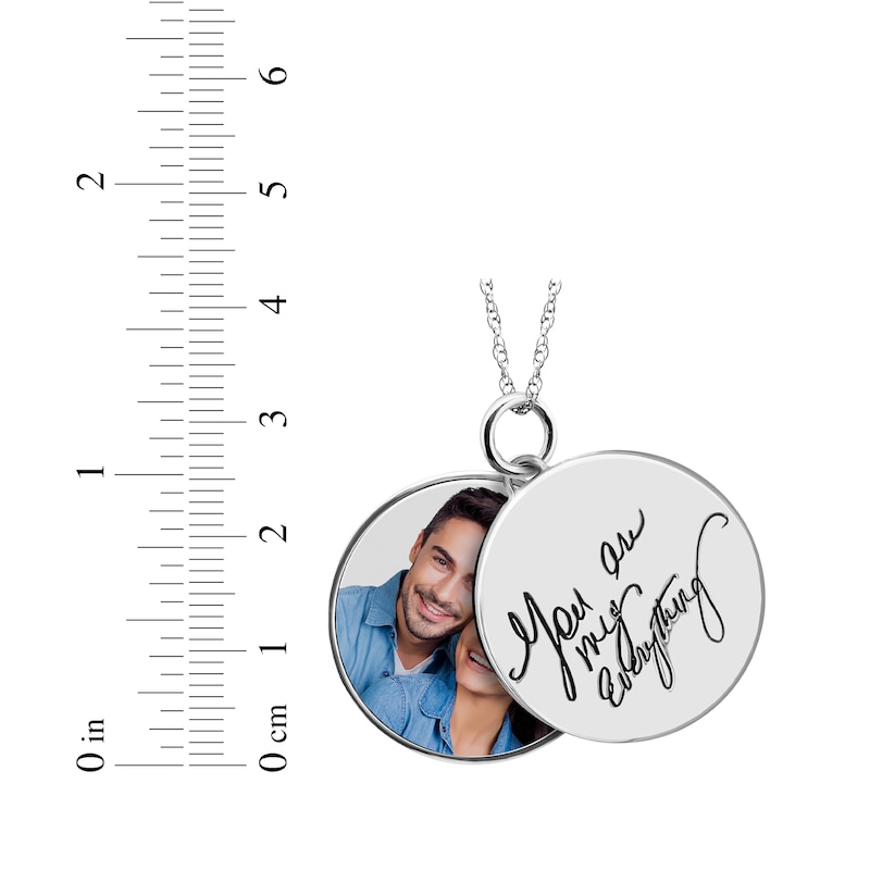 Main Image 3 of Double Round Photo & Handwritten Message Charm Swivel Necklace Sterling Silver 18&quot;