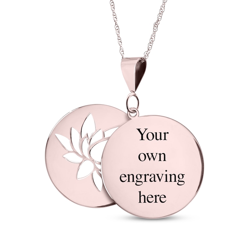 Main Image 2 of Double Round Photo & Lotus Swivel Necklace 10K Rose Gold 18&quot;