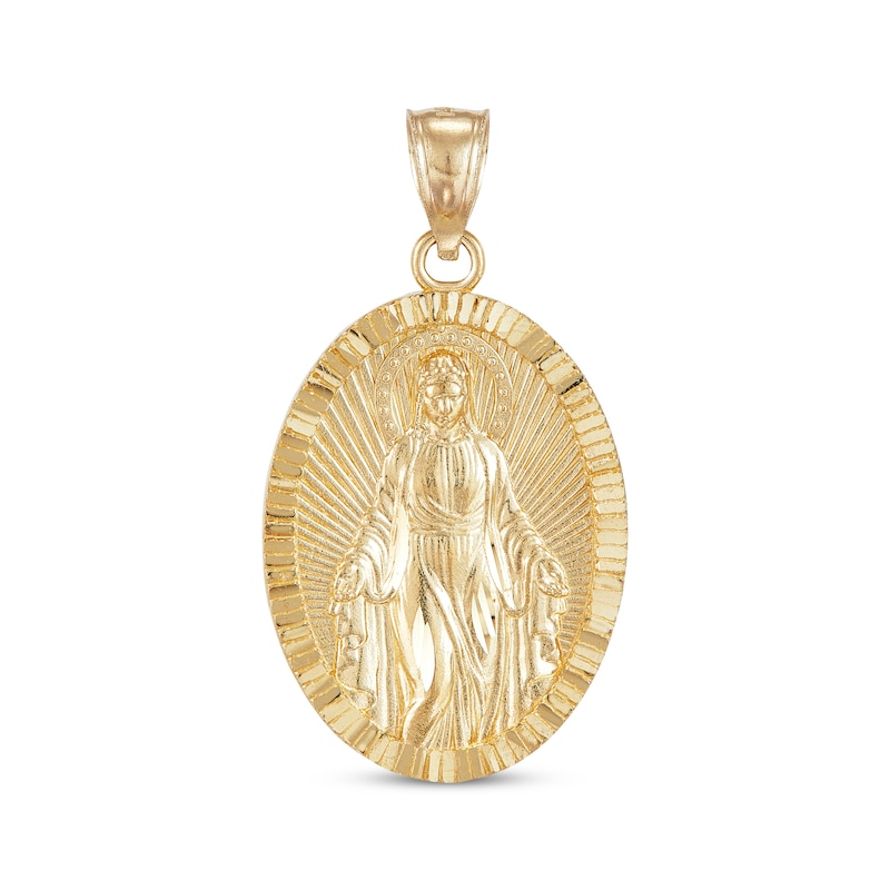 Diamond-Cut Virgin Mary Charm 14K Yellow Gold