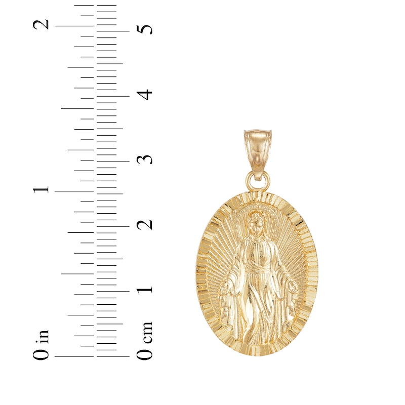 Diamond-Cut Virgin Mary Charm 14K Yellow Gold