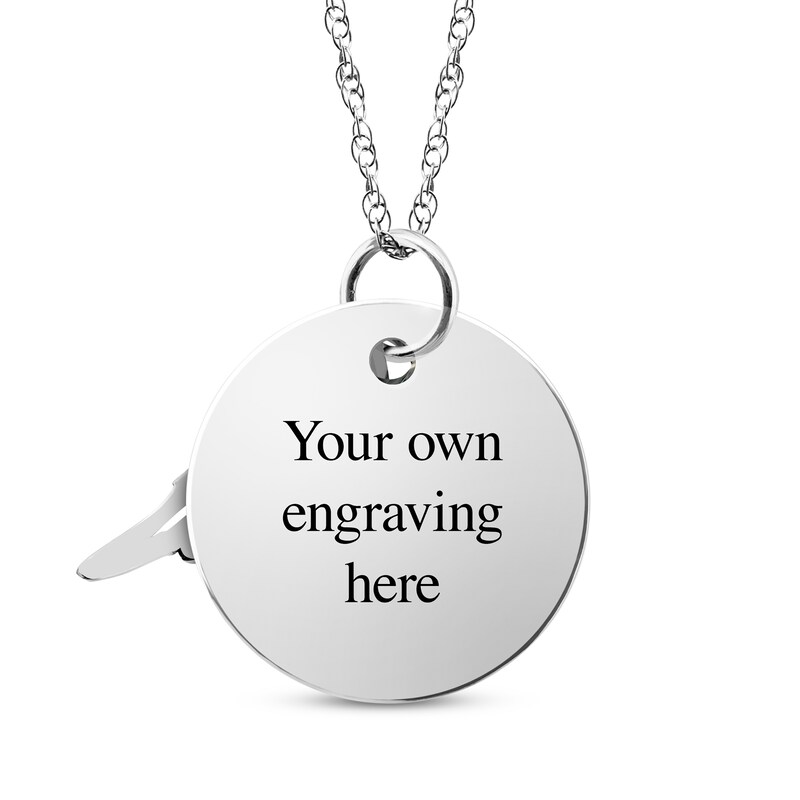 Main Image 2 of Round Photo & Wing Charms Necklace Sterling Silver 18&quot;