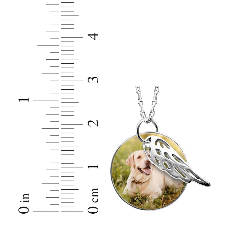 Main Image 3 of Round Photo & Wing Charms Necklace Sterling Silver 18&quot;