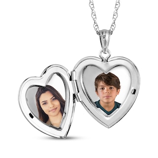 Heart Photo Locket Necklace Sterling Silver 18"
