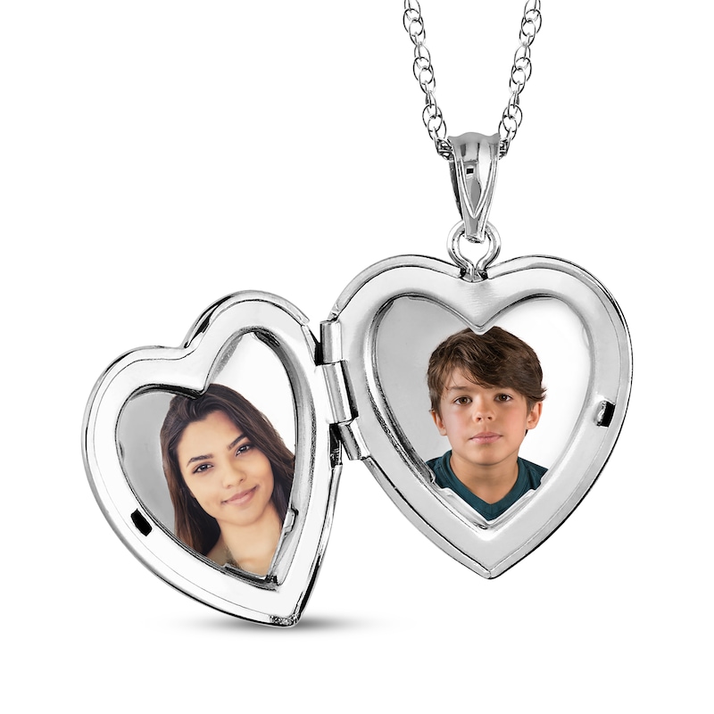 Main Image 1 of Heart Photo Locket Necklace Sterling Silver 18&quot;