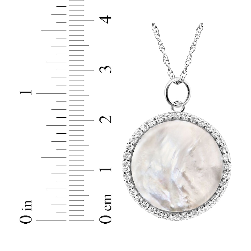 Main Image 5 of Mother of Pearl & White Lab-Created Sapphire Photo Locket Necklace Sterling Silver 18&quot;