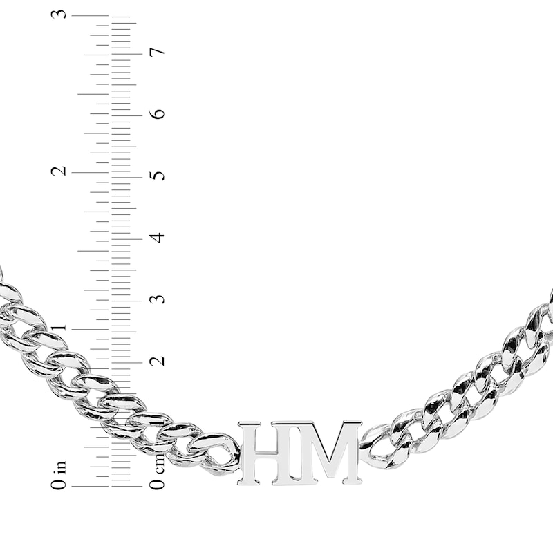 Initials Cuban Curb Chain Necklace Sterling Silver 18"