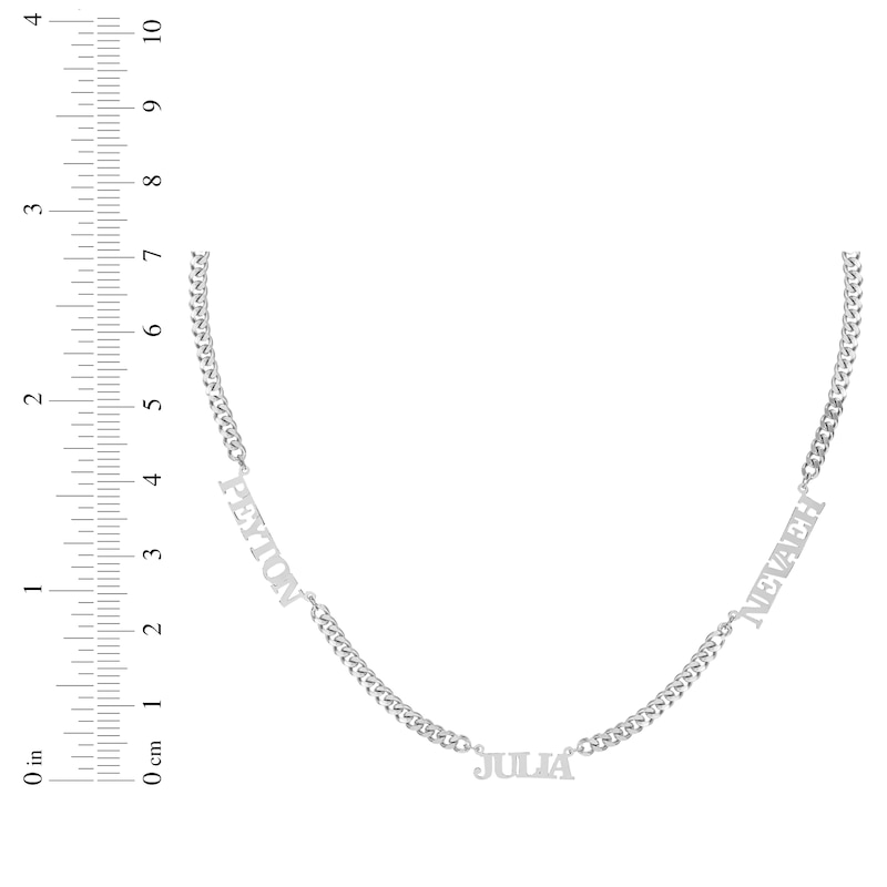 Three-Name Curb Chain Necklace Sterling Silver 18"