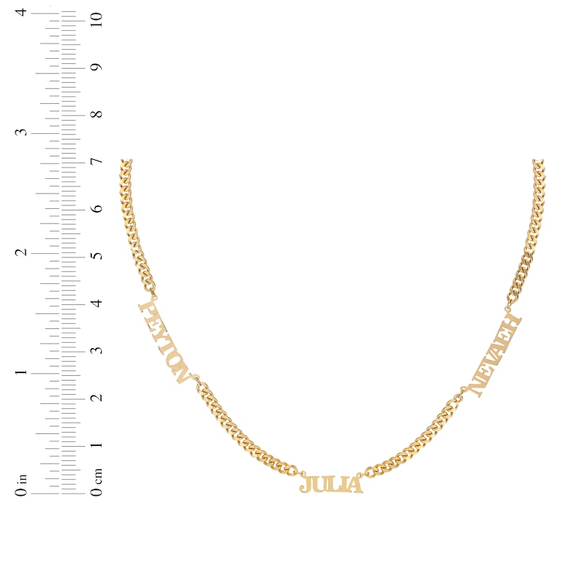 Main Image 2 of Three-Name Curb Chain Necklace 14K Yellow Gold 18&quot;