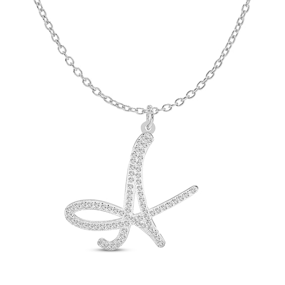 Diamond Initial Necklace 5/8 ct tw Sterling Silver 18"